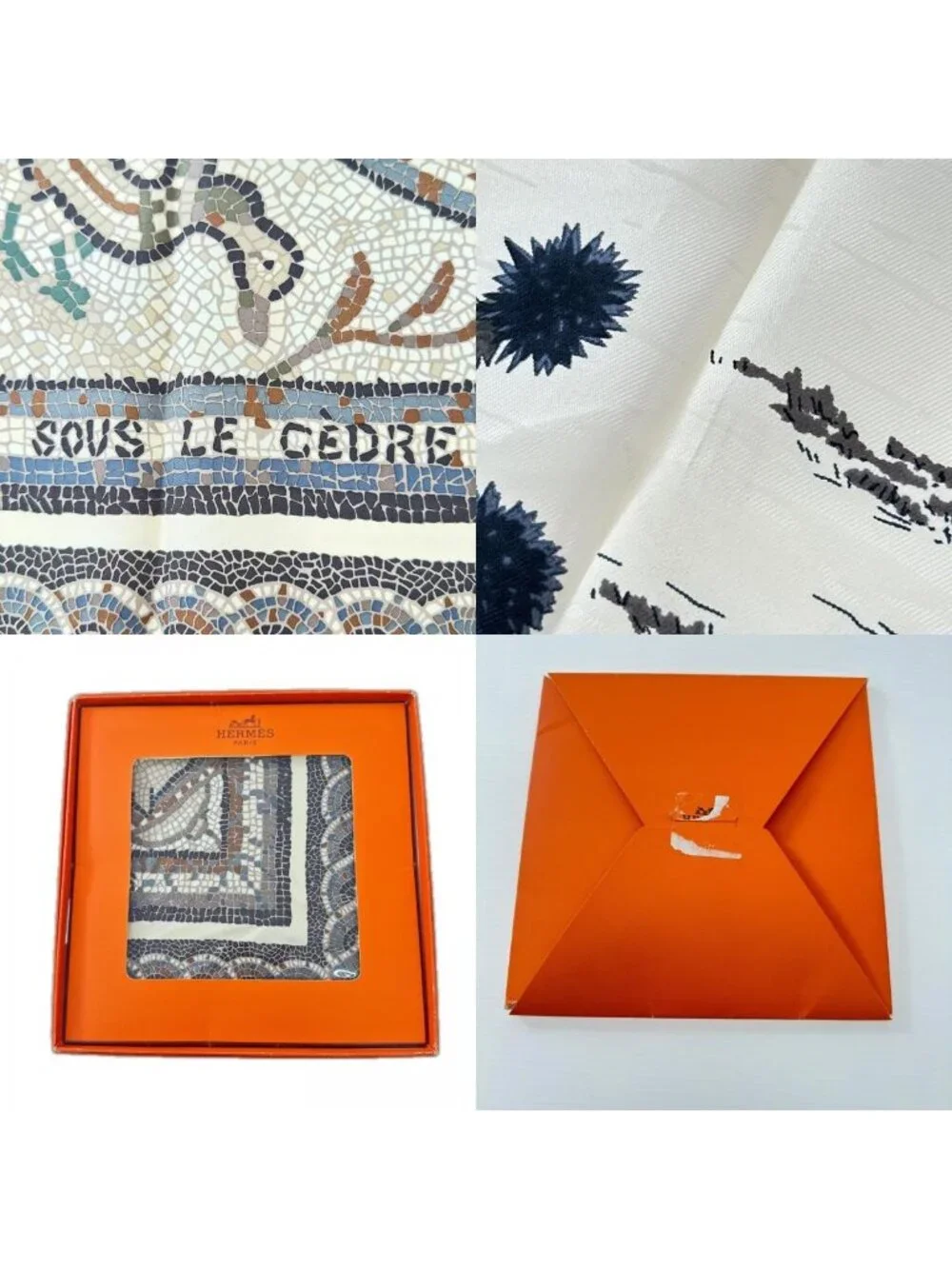 Hermes Scarf Under the Hirayama Cedar Silk 100% Brown